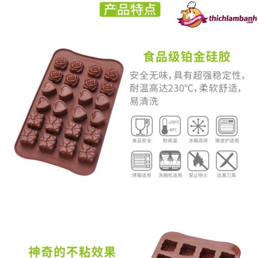 Khuôn silicon 24 quà tim hoa