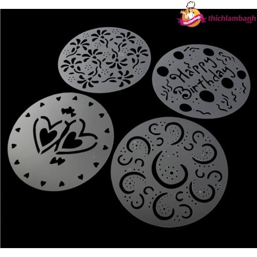 Set 4 tấm decor tạo hình mặt bánh / Stencil decor