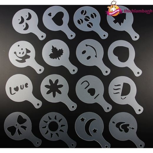 Stencil rắc bánh 16 họa tiết