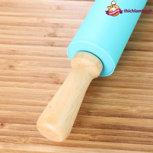 Cán bột silicon lăn tay gỗ 38cm