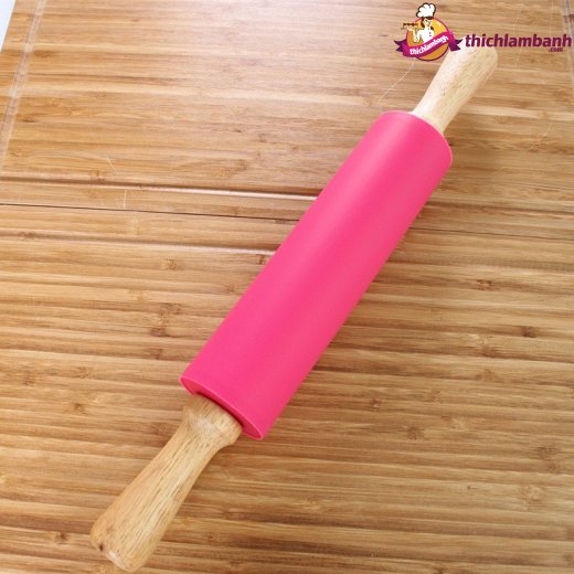 Cán bột silicon lăn tay gỗ 38cm
