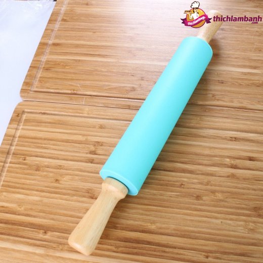 Cán bột silicon lăn tay gỗ 38cm