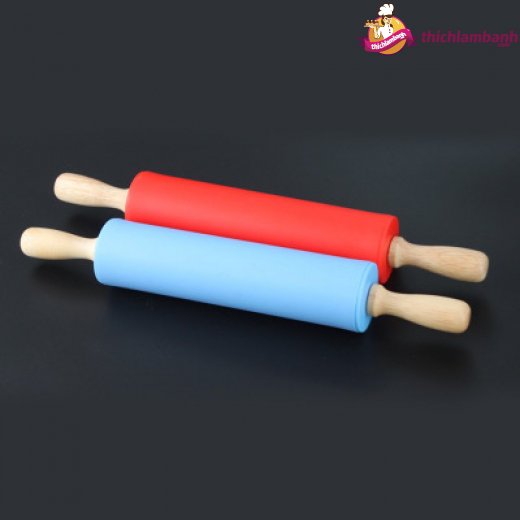 Cán bột silicon lăn tay gỗ  nhỏ 29 cm