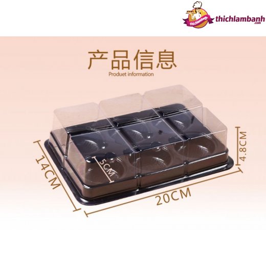 Hộp nhựa FG332 6 bánh trung thu 50 gr có nắp đậy