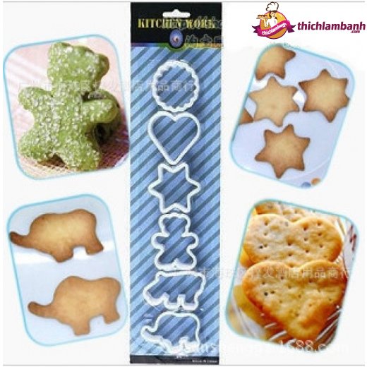 Bộ nhấn cắt cookie nhựa 6 hình