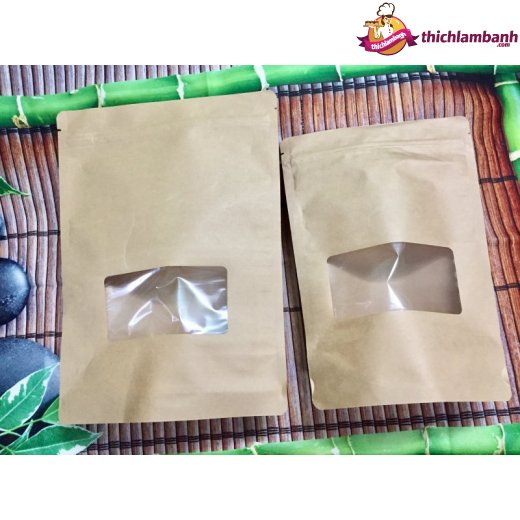 Túi zip giấy kraft có cửa sổ