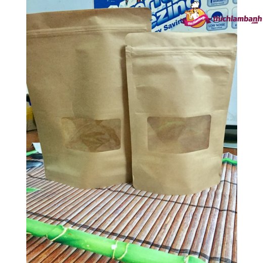 Túi zip giấy kraft có cửa sổ
