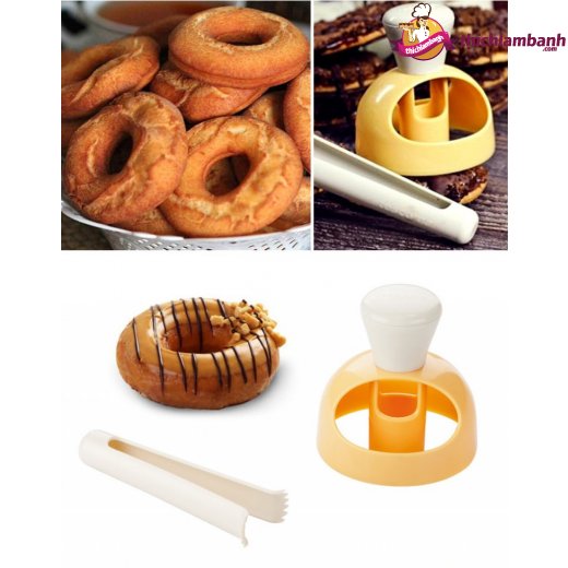 Khuôn nhấn donut tròn kèm gắp