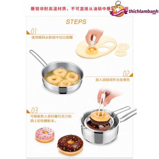 Khuôn nhấn donut tròn kèm gắp