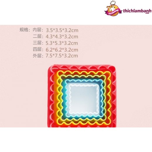 Bộ 5 nhấn nhựa vuông răng cưa
