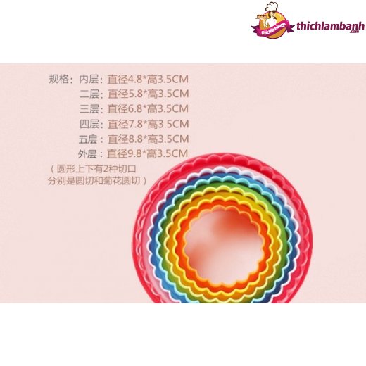 Bộ  6 nhấn nhựa tròn răng cưa