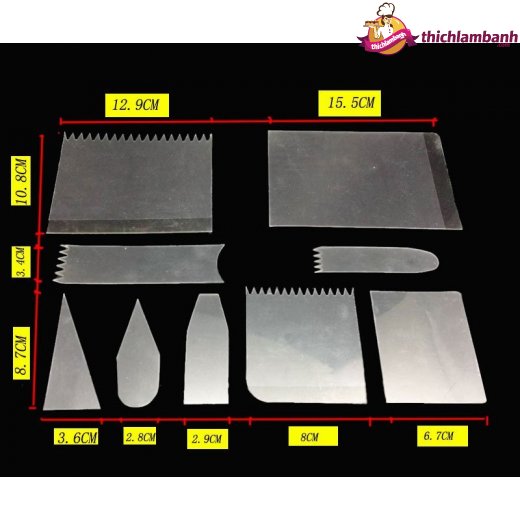 Bộ 9 miếng mica mềm chà láng bánh kem