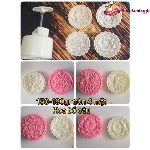 Khuôn lò xo 150-190gr tròn 4 mặt hoa bồ câu