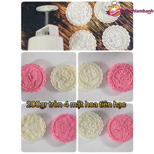 Khuôn lò xo 200gr tròn 4 mặt hoa tiên hạc