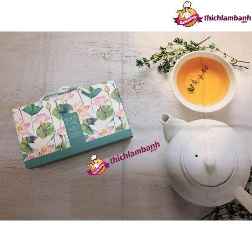 Hộp Trung Thu 2 Bánh màu Xanh Bông Sen