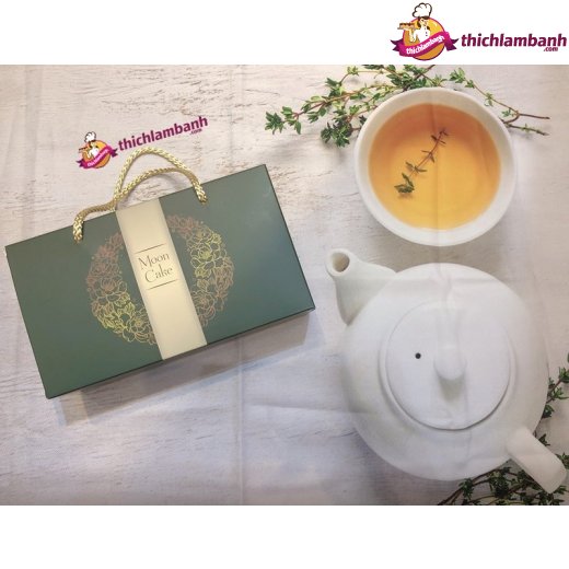 Hộp Trung Thu Mẫu 2 Bánh màu Xanh Rêu