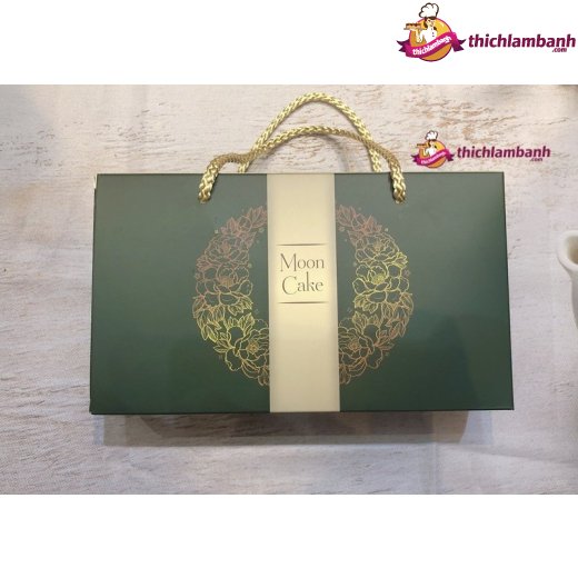 Hộp Trung Thu Mẫu 2 Bánh màu Xanh Rêu