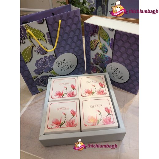Hộp Trung thu Mẫu Giấy Tím Khoai Môn Moon cake