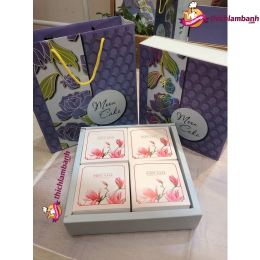 Hộp Trung thu Mẫu Giấy Tím Khoai Môn Moon cake
