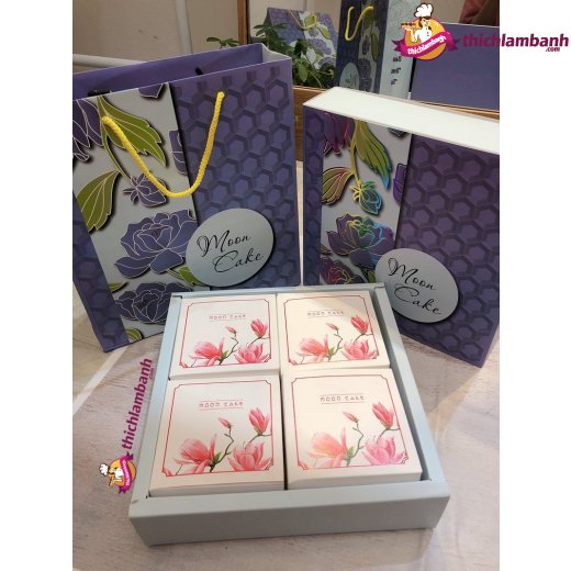 Hộp Trung thu Mẫu Giấy Tím Khoai Môn Moon cake