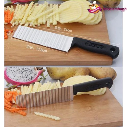 Dao cắt lượn sóng 24 cm cán đen