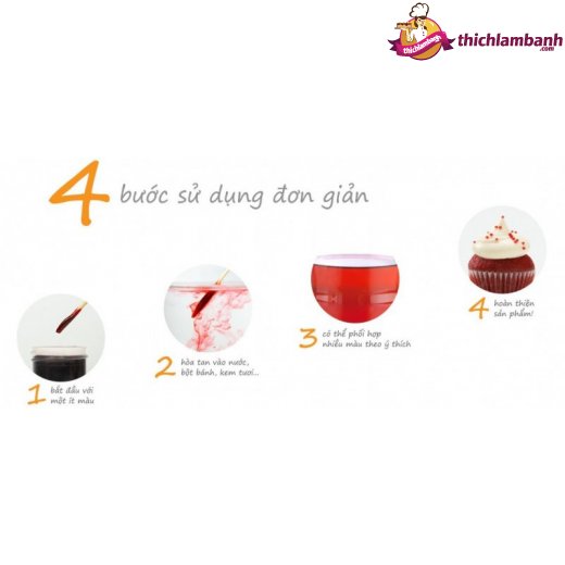 Bộ 4 màu thực phẩm V color dạng gel