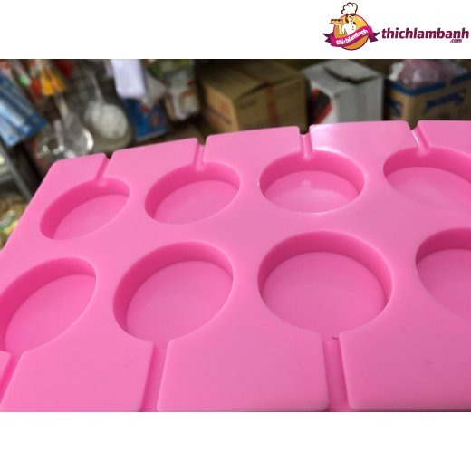 Khuôn silicone 12 hình tròn tự làm kẹo mút lollipop