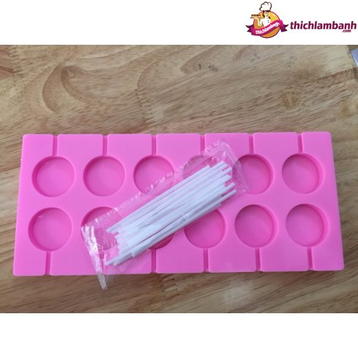Khuôn silicone 12 hình tròn tự làm kẹo mút lollipop