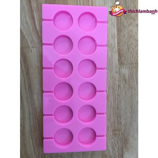Khuôn silicone 12 hình tròn tự làm kẹo mút lollipop