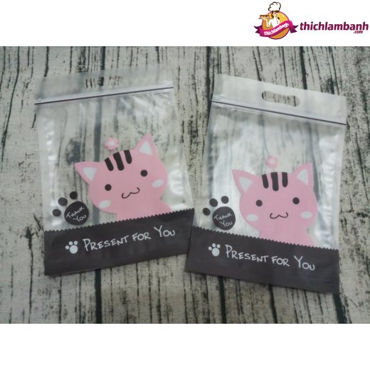 Túi zip mẫu mèo 15cm