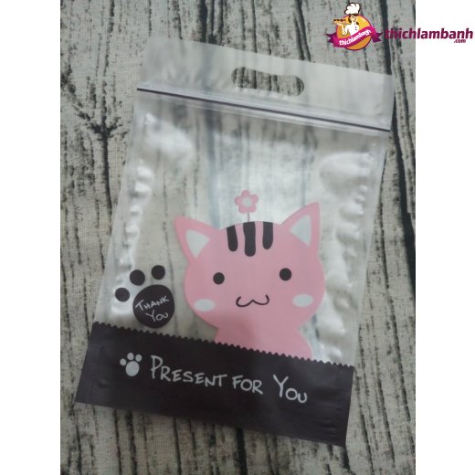 Túi zip mẫu mèo 15cm