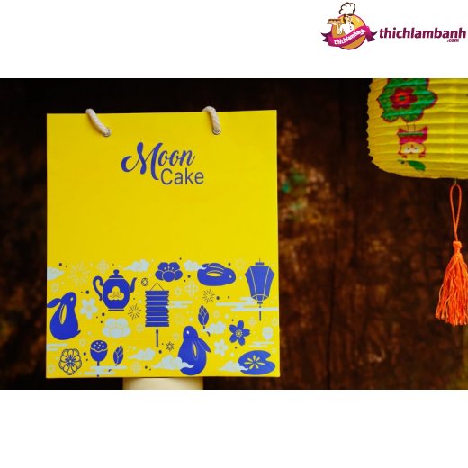 Bộ hộp trung thu 4 bánh hình thỏ xanh vàng đựng bánh từ 200 đến 250g