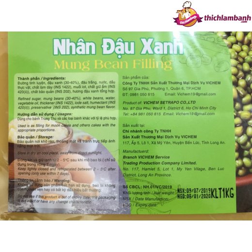 Nhân sên sẵn Đậu Xanh Vichem 1kg