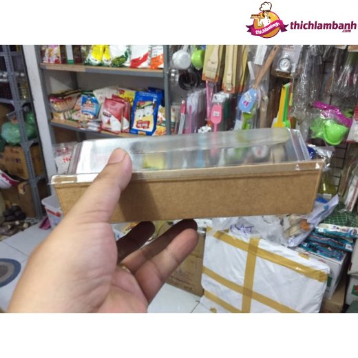 Hộp bánh giấy nâu kraft đựng bánh nắp trong 10 CÁI
