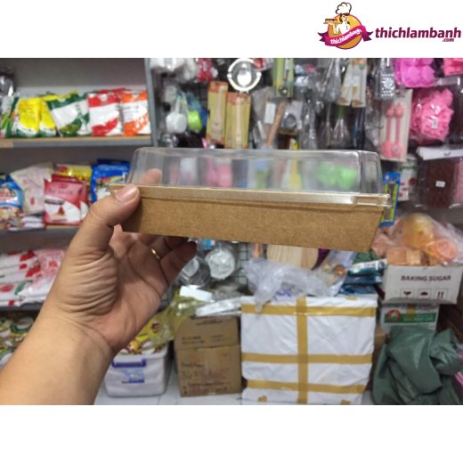 Hộp bánh giấy nâu kraft đựng bánh nắp trong 10 CÁI