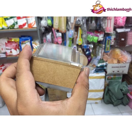 Hộp bánh giấy nâu kraft đựng bánh nắp trong 10 CÁI