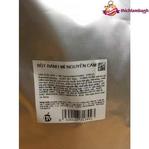 Bột bánh mì nguyên cám xuất xứ Đức 1kg - Whole meal