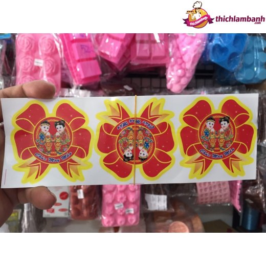 Tem chúc mừng năm mới tròn nơ bông mai - 10 tờ