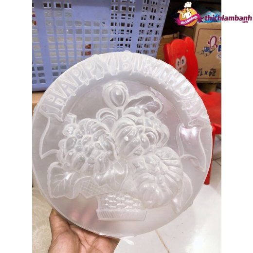 Khuôn nhựa làm rau câu VT 25cm giỏ hoa happy birthday ( mẫu B5)