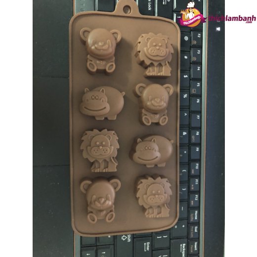 Khuôn silicon 8 hình - gấu, sư tử, hà mã
