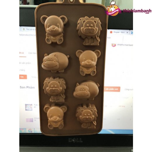 Khuôn silicon 8 hình - gấu, sư tử, hà mã