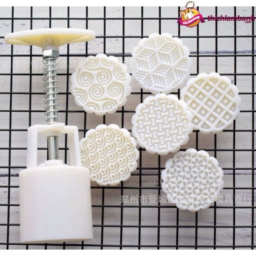 Khuôn lò xo 100g 6 mặt tròn hoa văn