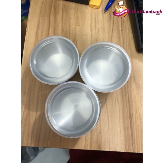 Bộ 10 khuôn inox làm flan kèm nắp nhựa