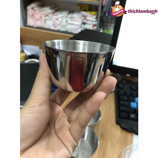 Bộ 10 khuôn inox làm flan kèm nắp nhựa