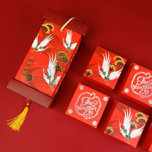 Hộp bánh trung thu lồng đèn 4 bánh