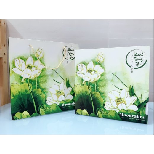 Hộp trung thu 4 bánh size 200-250gr SEN XANH