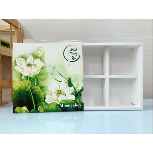 Hộp trung thu 4 bánh size 200-250gr SEN XANH