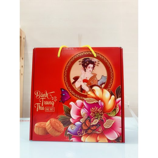 Hộp trung thu dày có quai xách đựng 4 bánh 200-250g