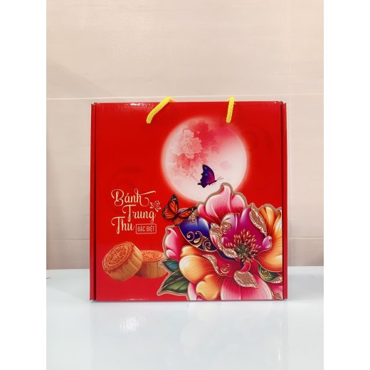 Hộp trung thu dày có quai xách đựng 4 bánh 200-250g
