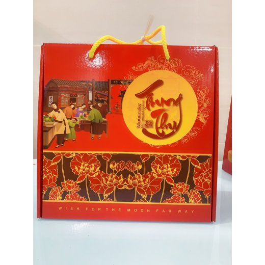 Hộp Trung Thu DÀY XÉO Có Quai Xách Đựng 4 Bánh 150 - 200 gr